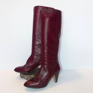 Women's Vintage Bootalinos Cordovan tall heeled boot leather sz 7.5 M